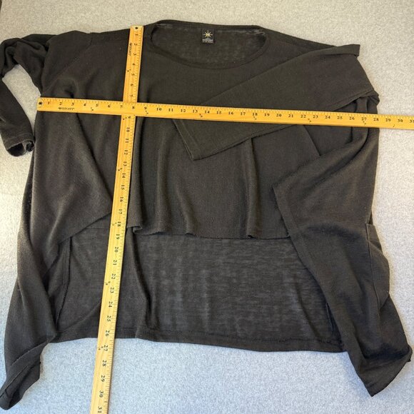 Connies Moon Light Los Angeles OS Black Long Sleeve High-Low Top Drape Pockets - Picture 6 of 12